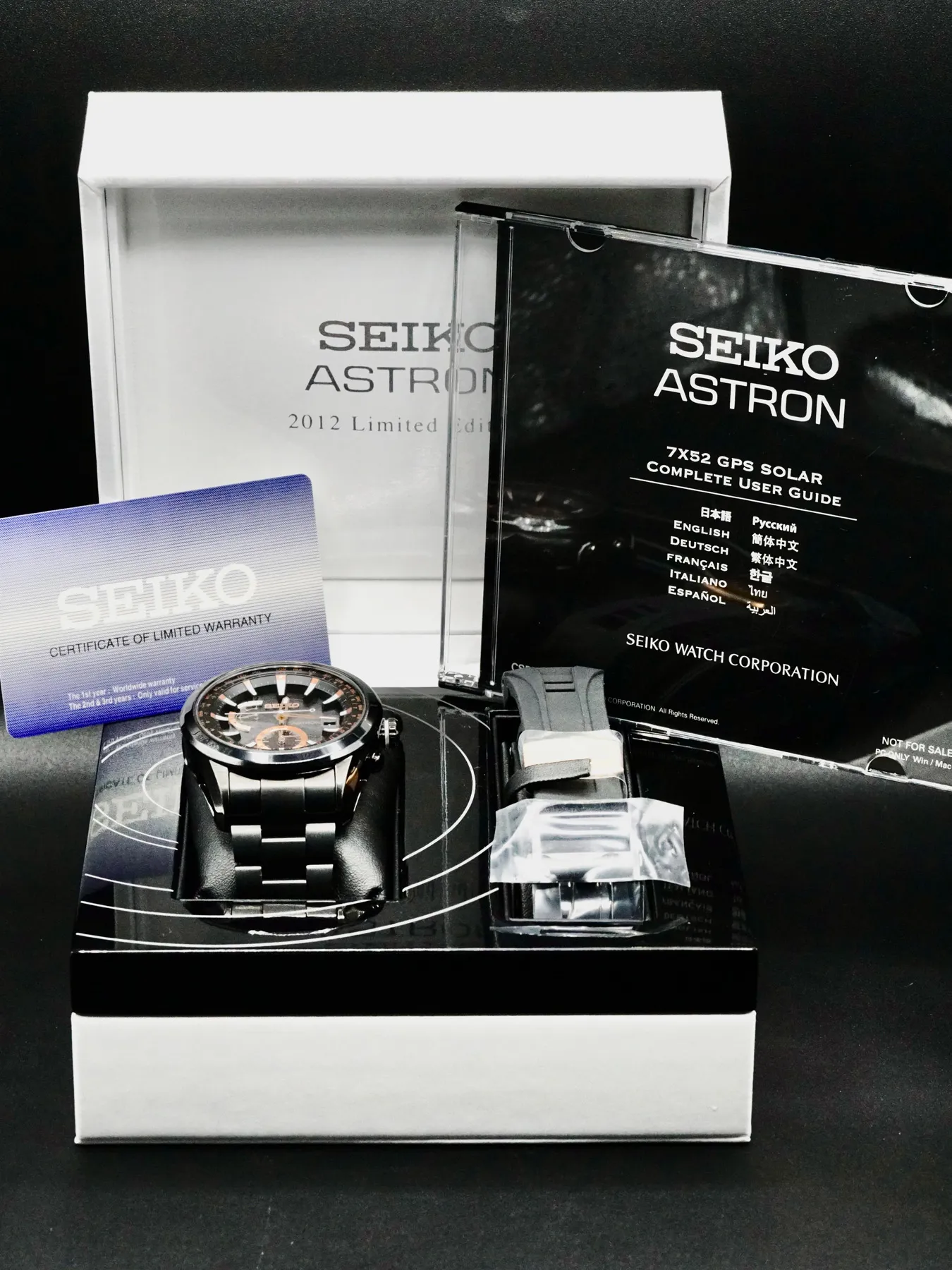 Seiko GPS Solar SAST100 47mm High-intensity titanium with black hard coating with ceramic bezel Black 5