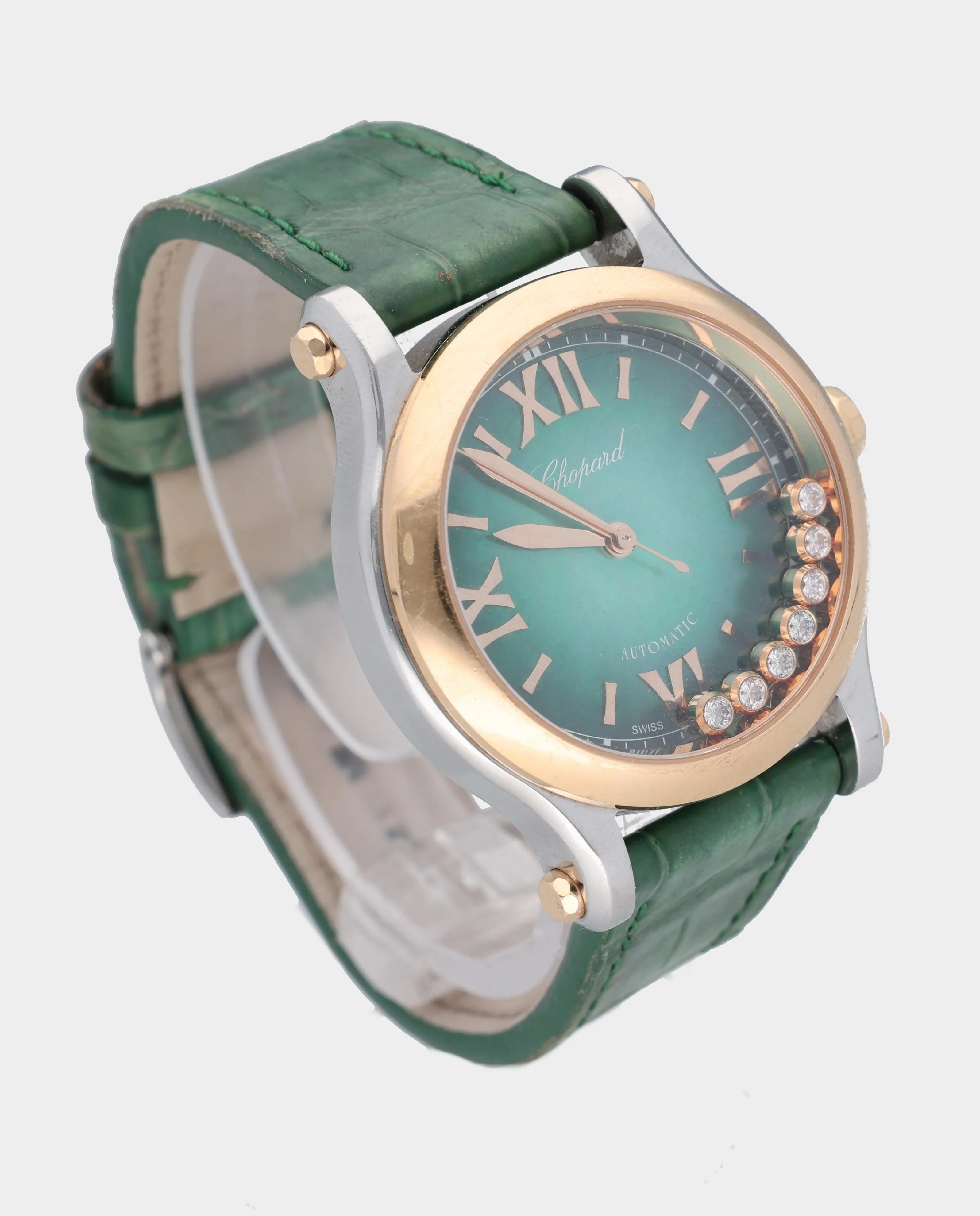 Chopard Happy Sport 278578 36mm Yellow gold and Stainless steel and Diamond Green 1