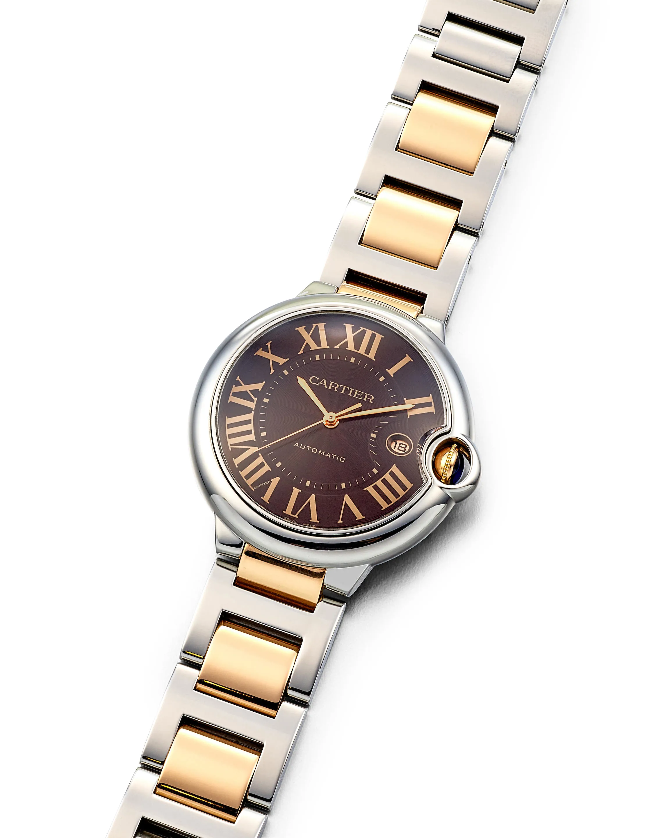 Cartier Ballon Bleu 3001 42mm stainless steel and 18k rose gold Brown