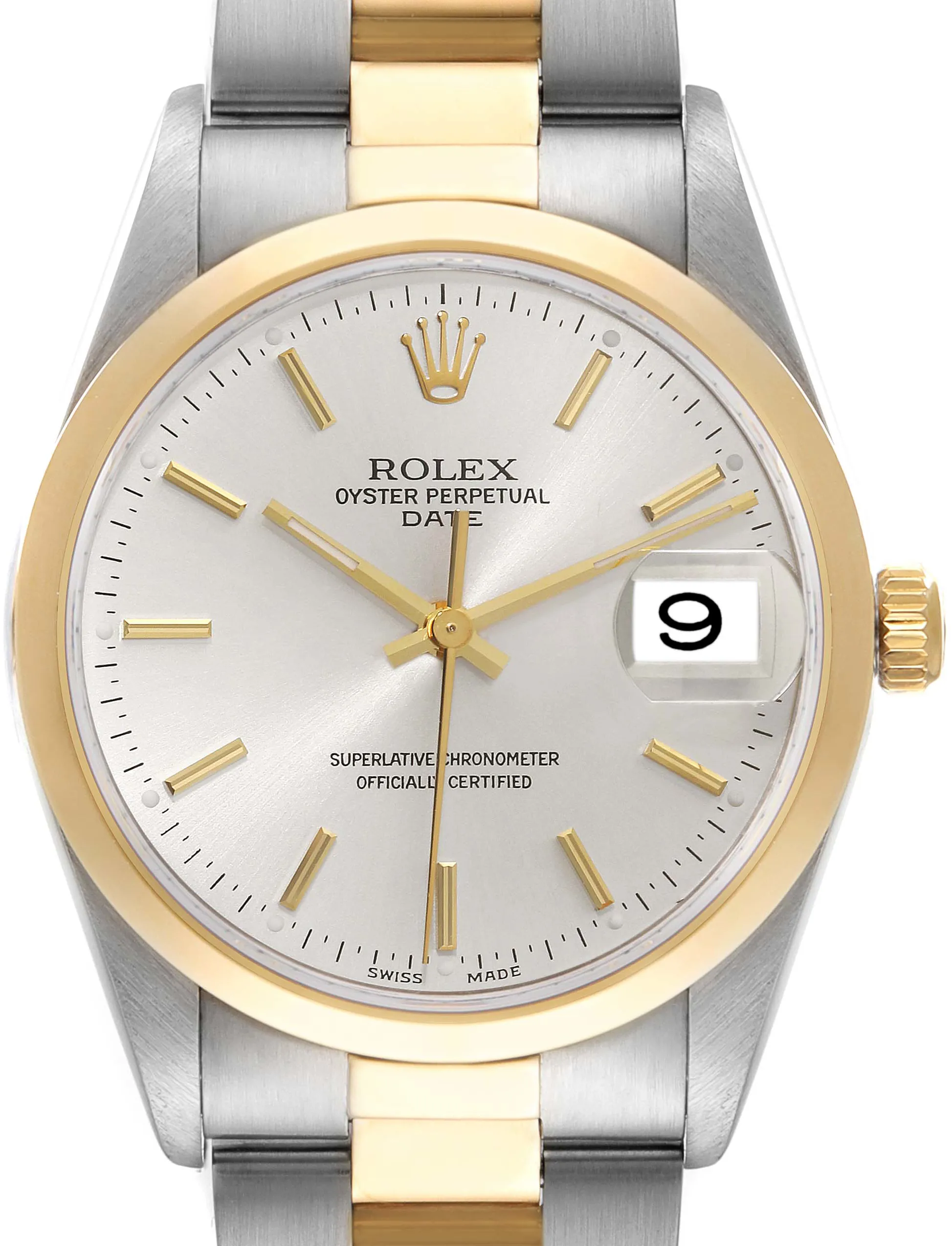 Rolex Oyster Perpetual Date 15203 34mm Yellow gold and Stainless steel Silver