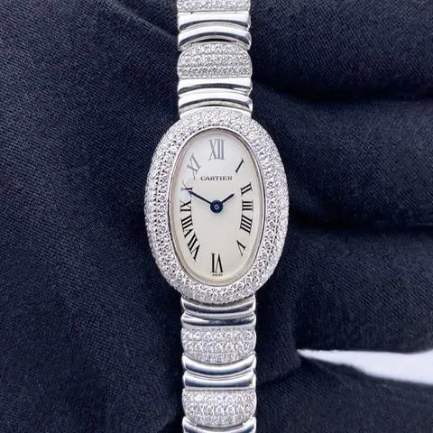 Cartier Baignoire W1518956 18mm White gold White 1