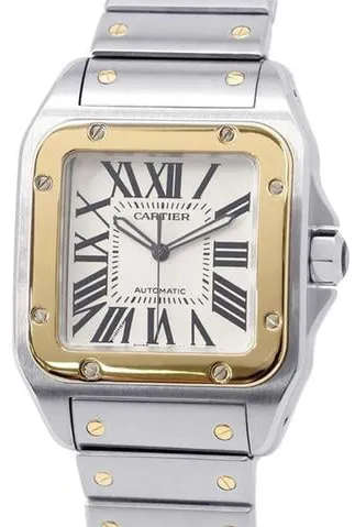 Cartier Santos 100 W200728G 41.5mm Yellow gold and Stainless steel Silver