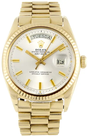 Rolex Day-Date 36 1803 36mm Yellow gold Silver Baton