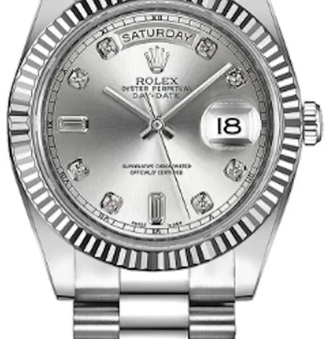 Rolex Day-Date II 218239 41mm White gold Silver