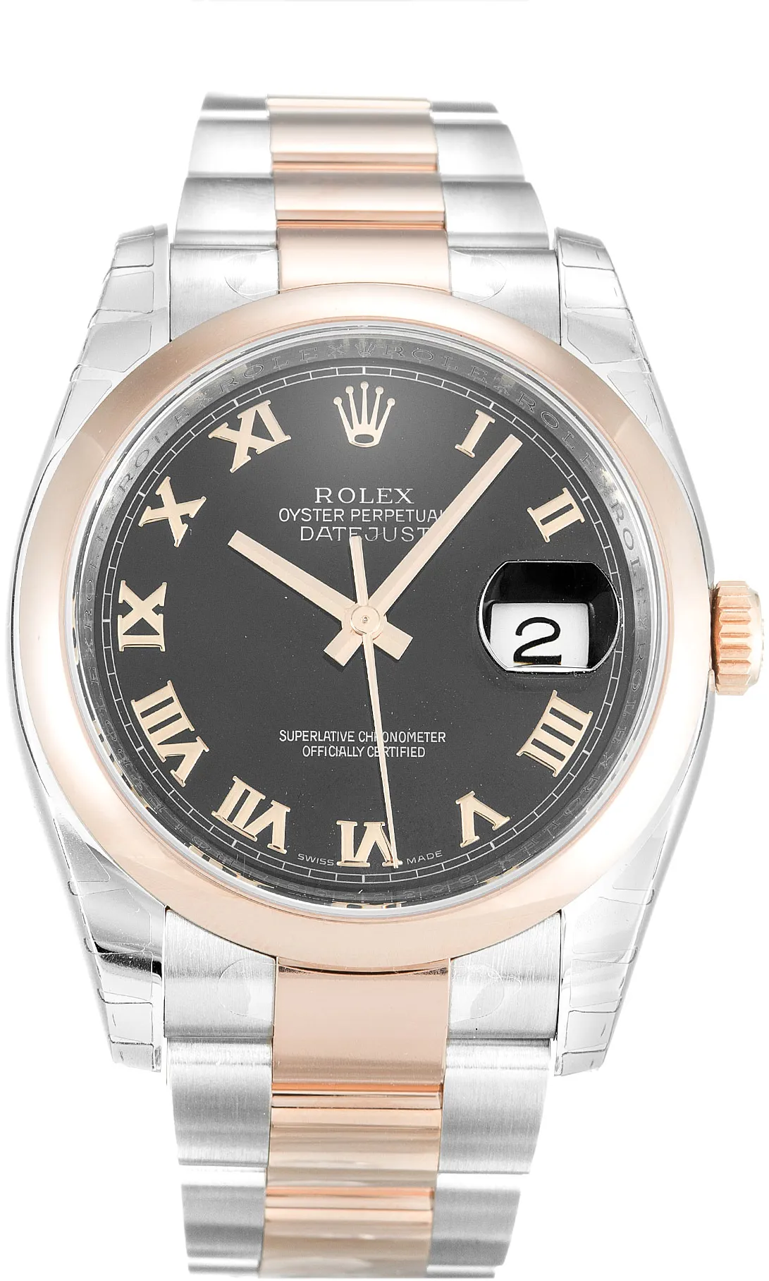 Rolex Datejust 36 116201 36mm Rose gold and Stainless steel Black Roman Numeral