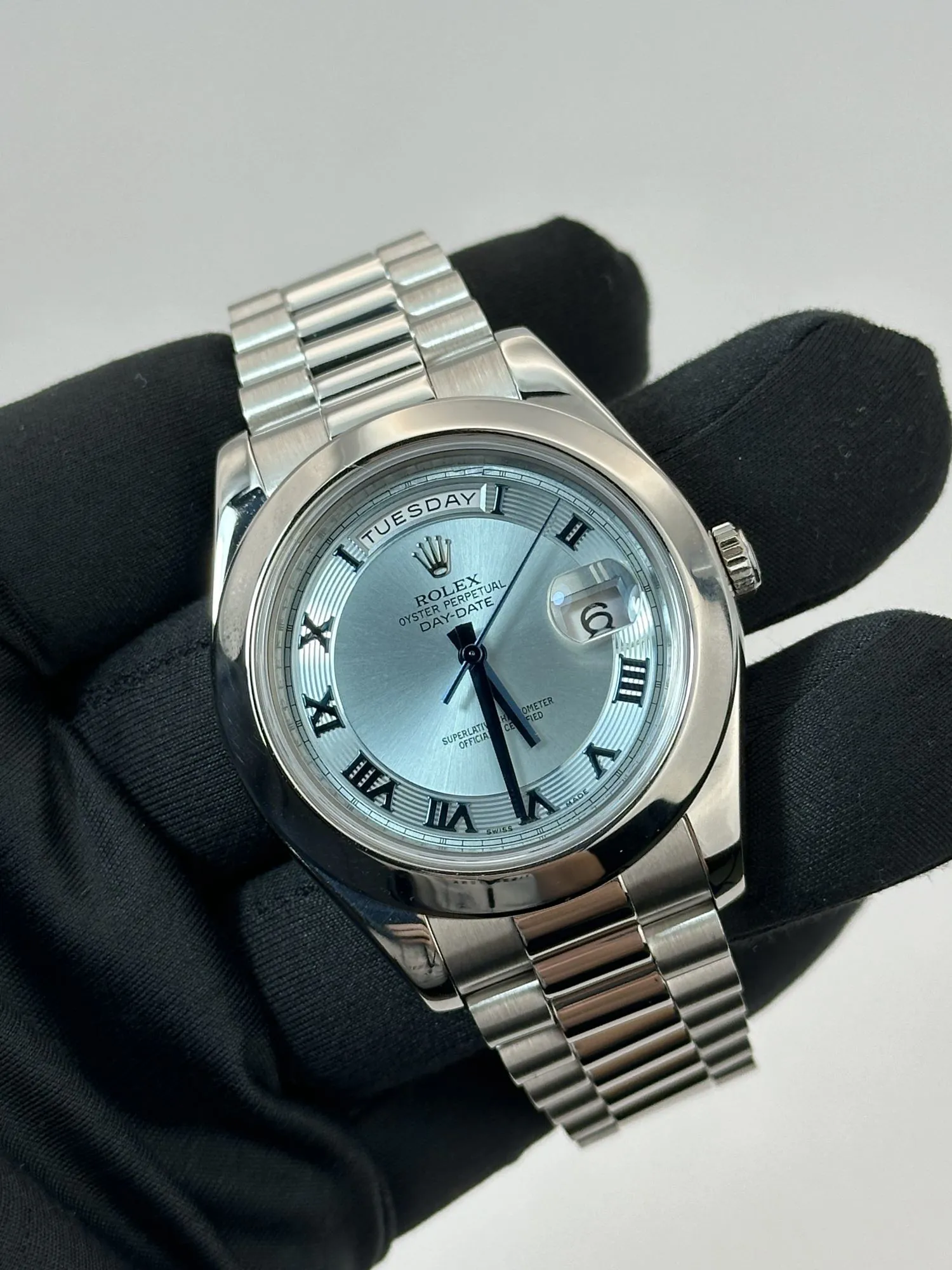 Rolex Day-Date II 218206 41mm Platinum Blue 2