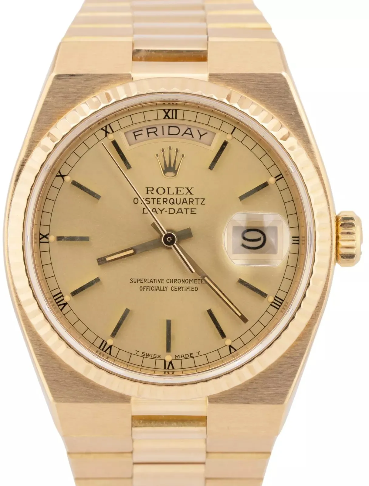 Rolex Day-Date Oysterquartz 19018 36mm Yellow gold Champagne