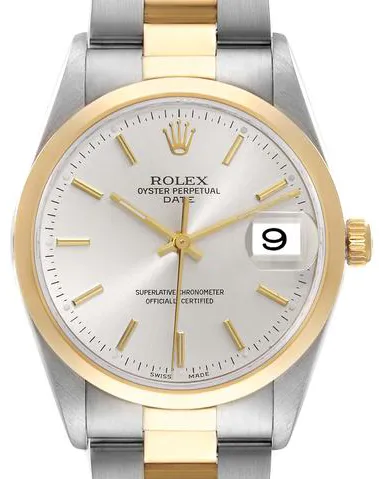 Rolex Oyster Perpetual Date 15203 34mm Yellow gold and Stainless steel Silver