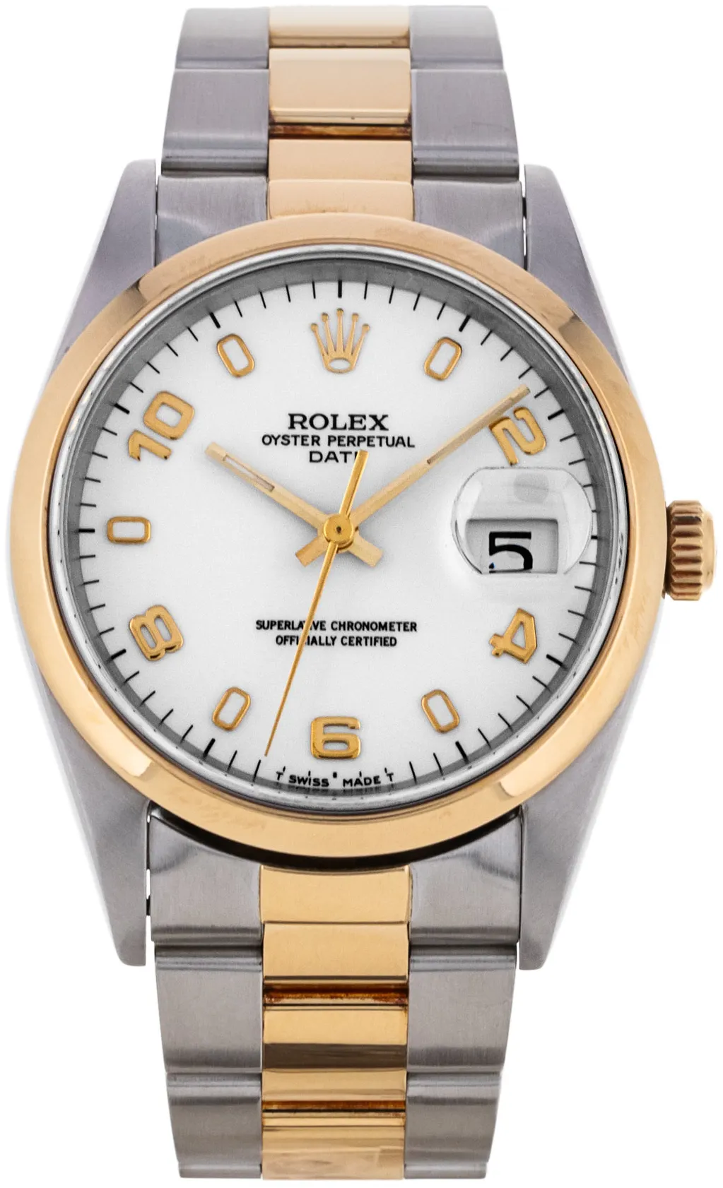 Rolex Oyster Perpetual Date 15203 34mm Yellow gold and Stainless steel White