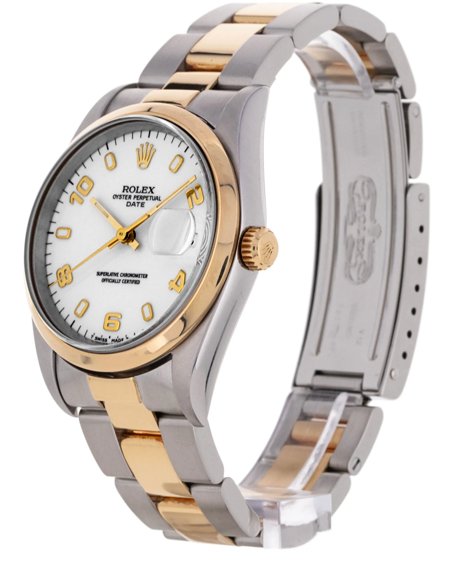 Rolex Oyster Perpetual Date 15203 34mm Yellow gold and Stainless steel White 1