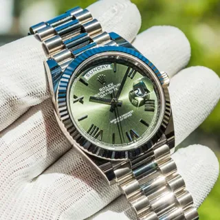 Rolex Day-Date 40 228239-0033 White gold Green