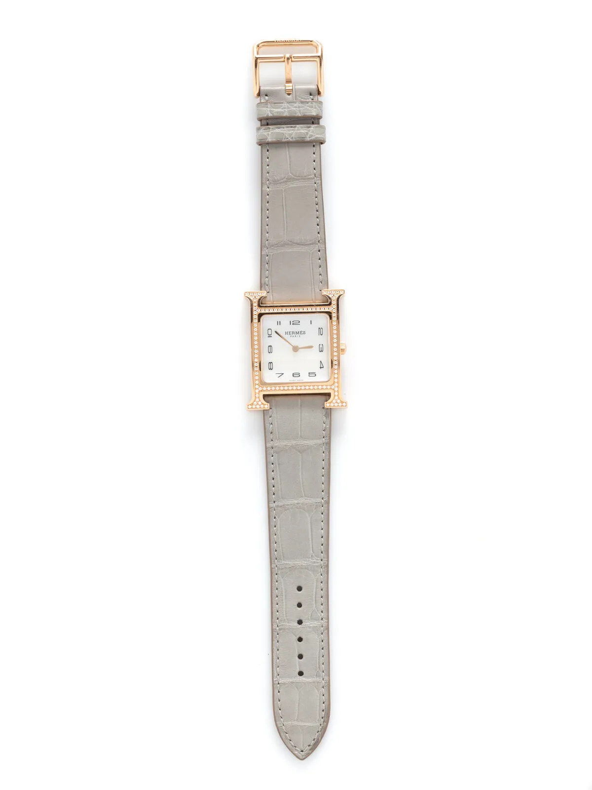 Hermès Heure H HH1.572 35mm Diamond and 18k rose gold Mother-of-pearl