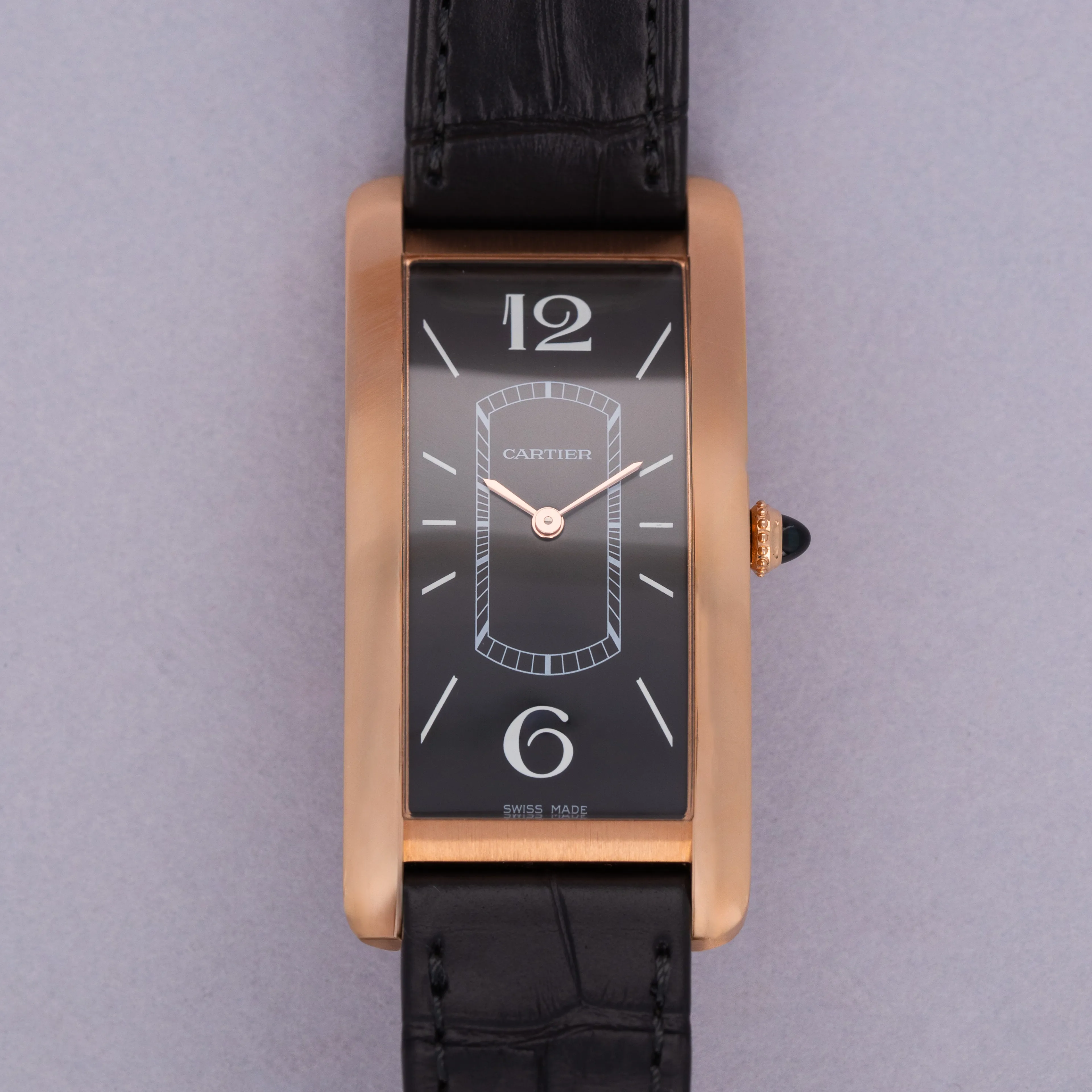 Cartier Tank Cintrée WGTA0025 46.5mm 18k rose gold Black