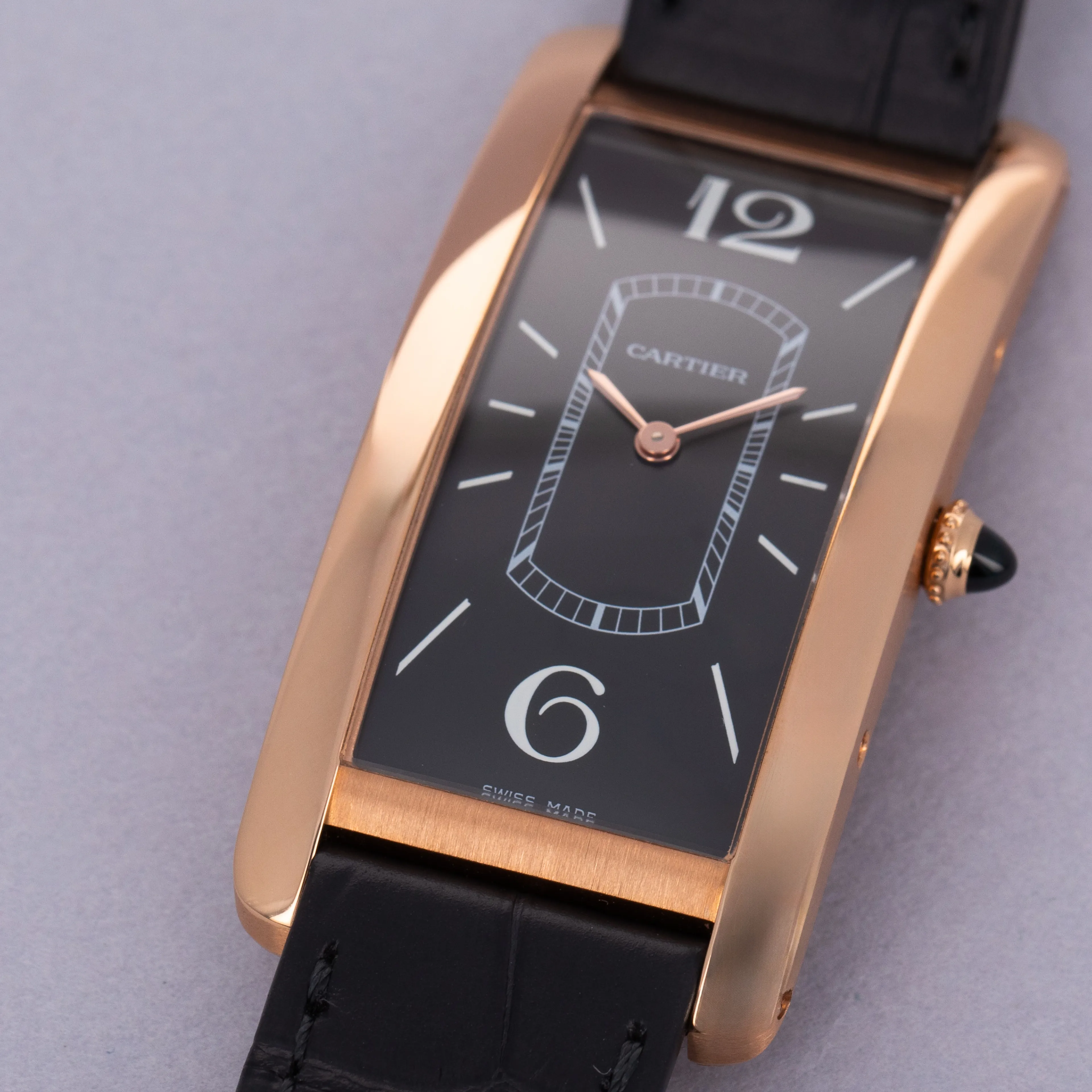 Cartier Tank Cintrée WGTA0025 46.5mm 18k rose gold Black 2