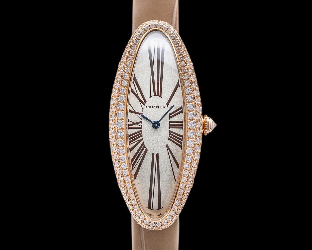 Cartier Baignoire Allongée WJBA0006 21mm Rose gold Guilloché