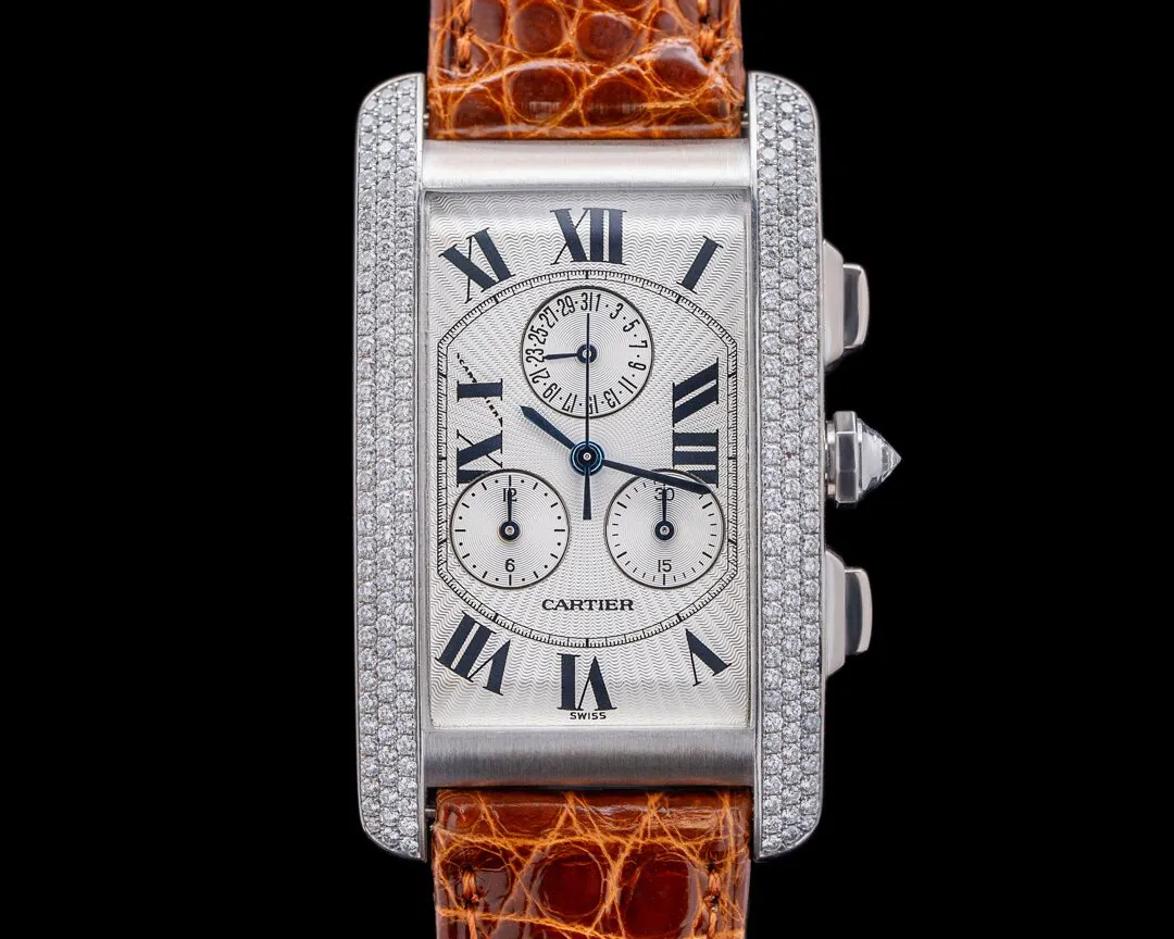 Cartier Tank Américaine 2339 26.4mm White gold Guilloché