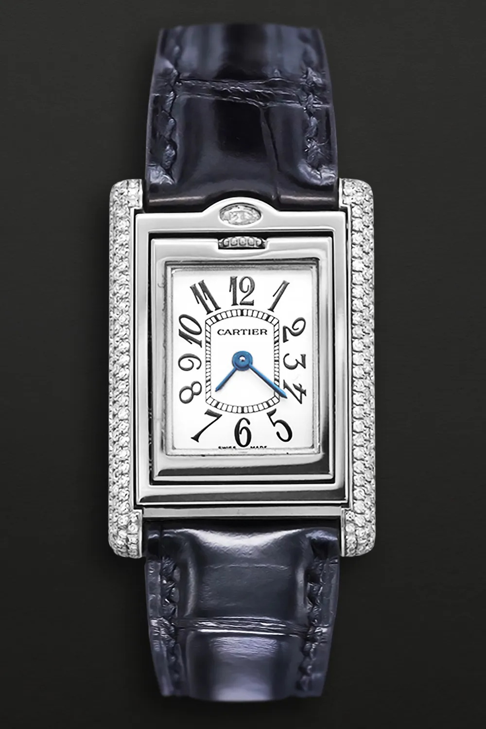 Cartier Tank Basculante 2526 22.5mm White gold Silvered