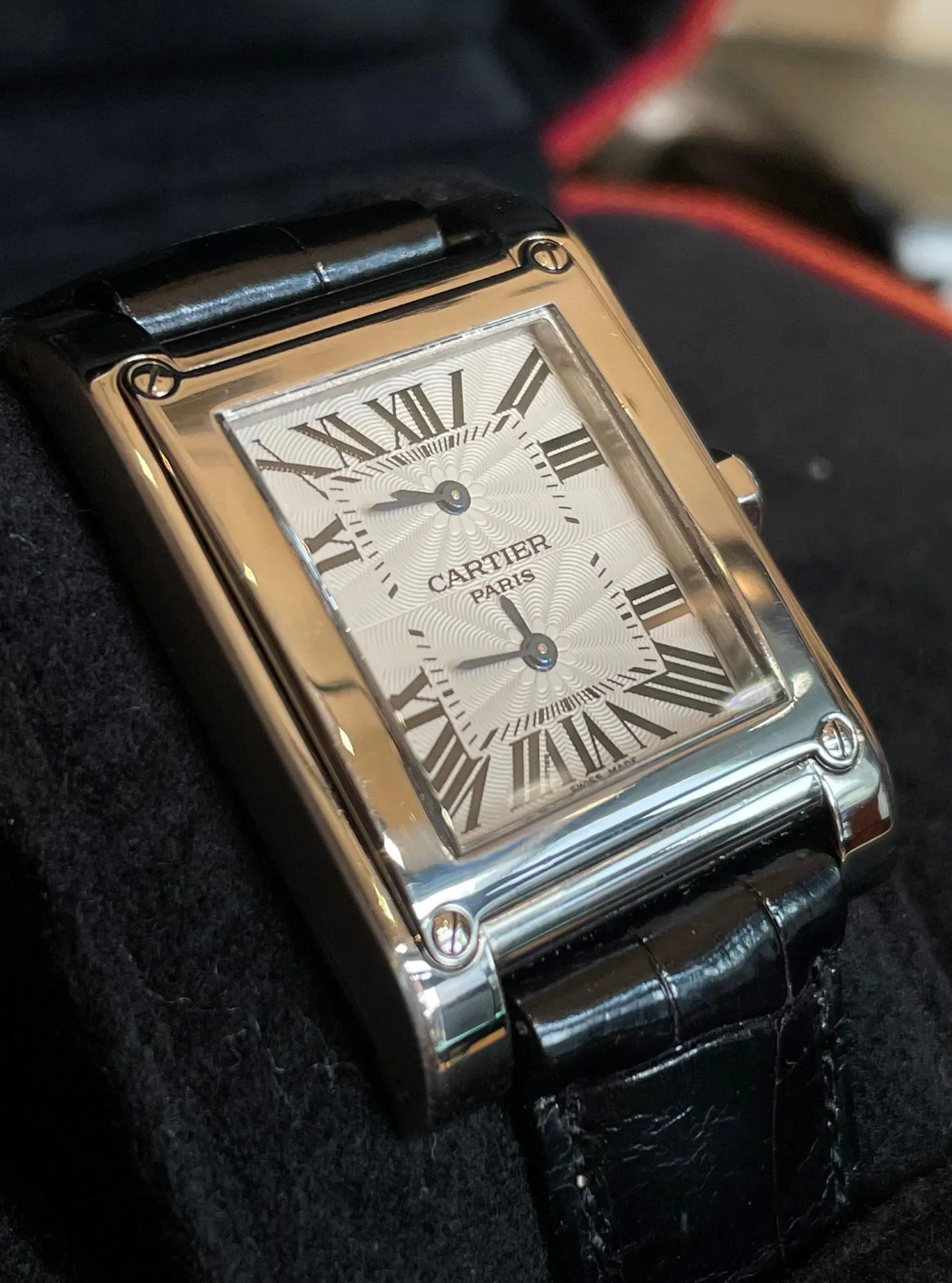 Cartier Dual Time 2552 28mm 18k white gold Silver-plated 2