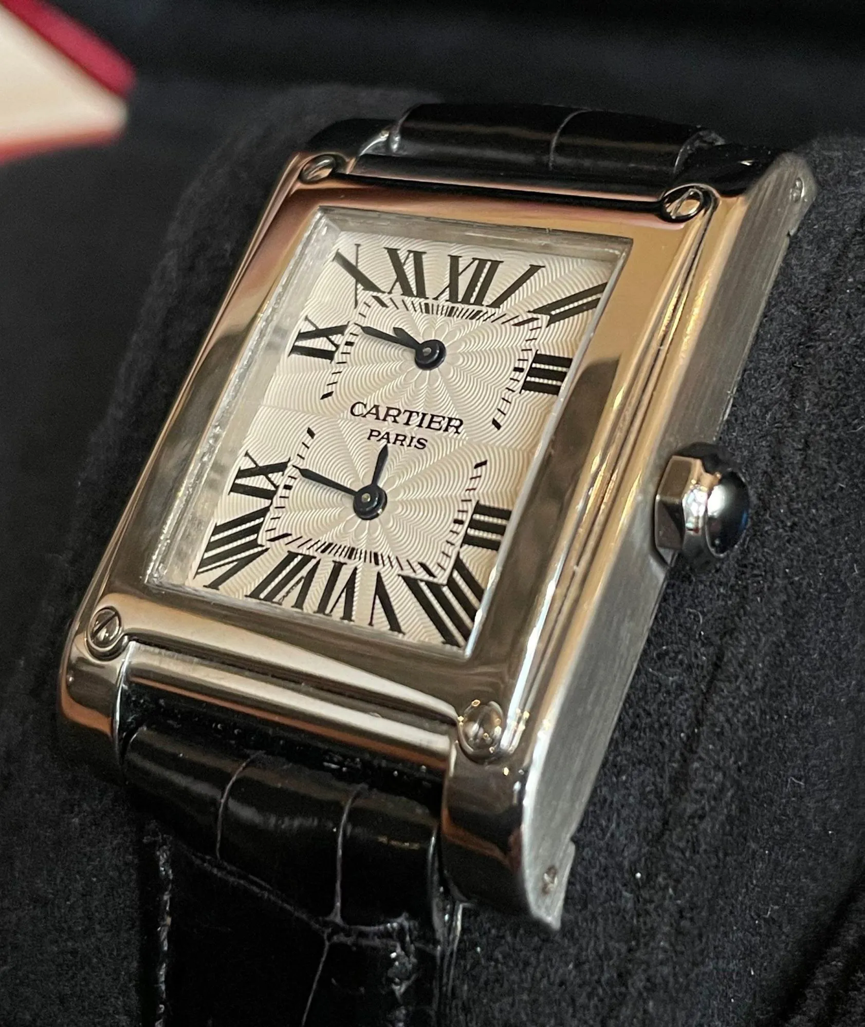 Cartier Dual Time 2552 28mm 18k white gold Silver-plated 3