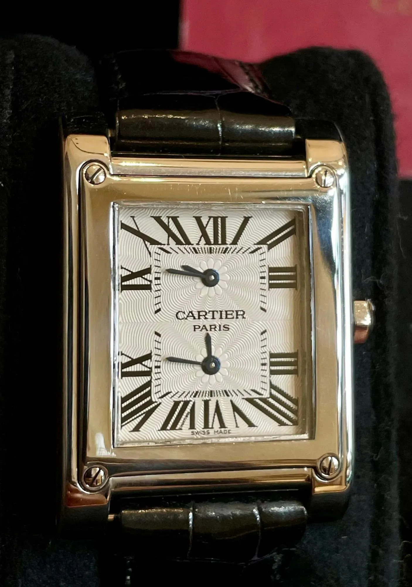 Cartier Dual Time 2552 28mm 18k white gold Silver-plated 4