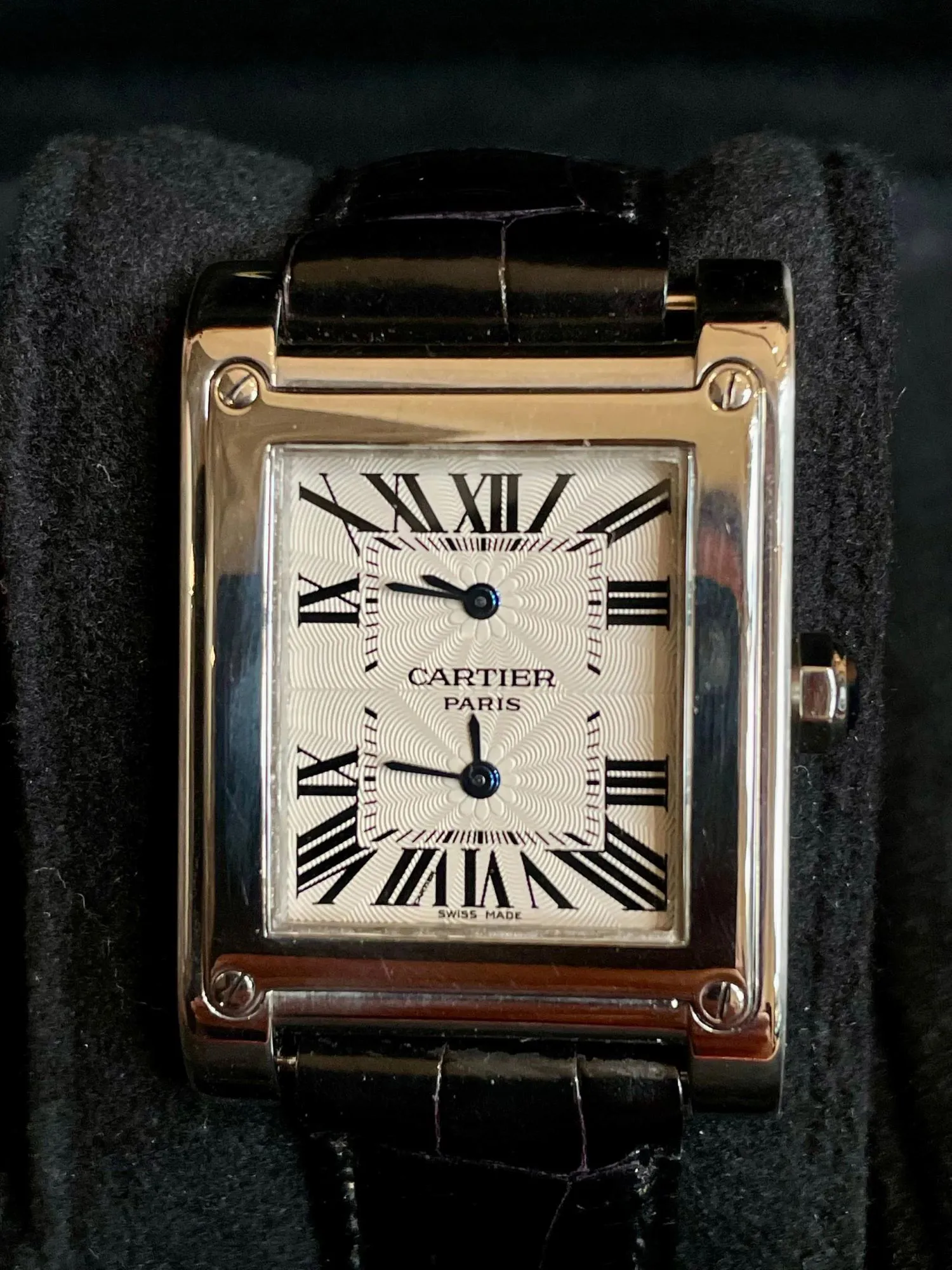 Cartier Dual Time 2552 28mm 18k white gold Silver-plated 7