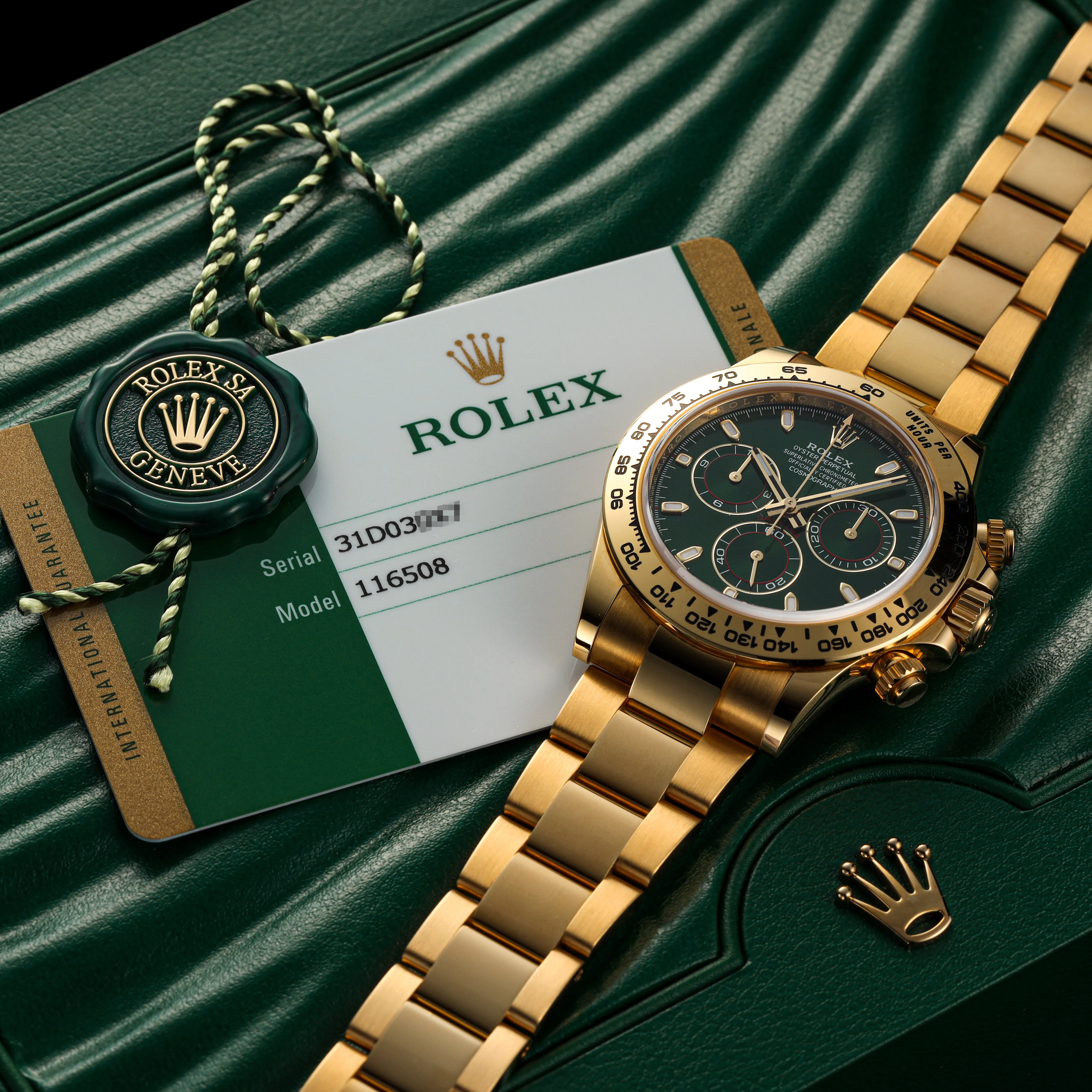 Rolex Daytona 116508 40mm 18k yellow gold Green 4