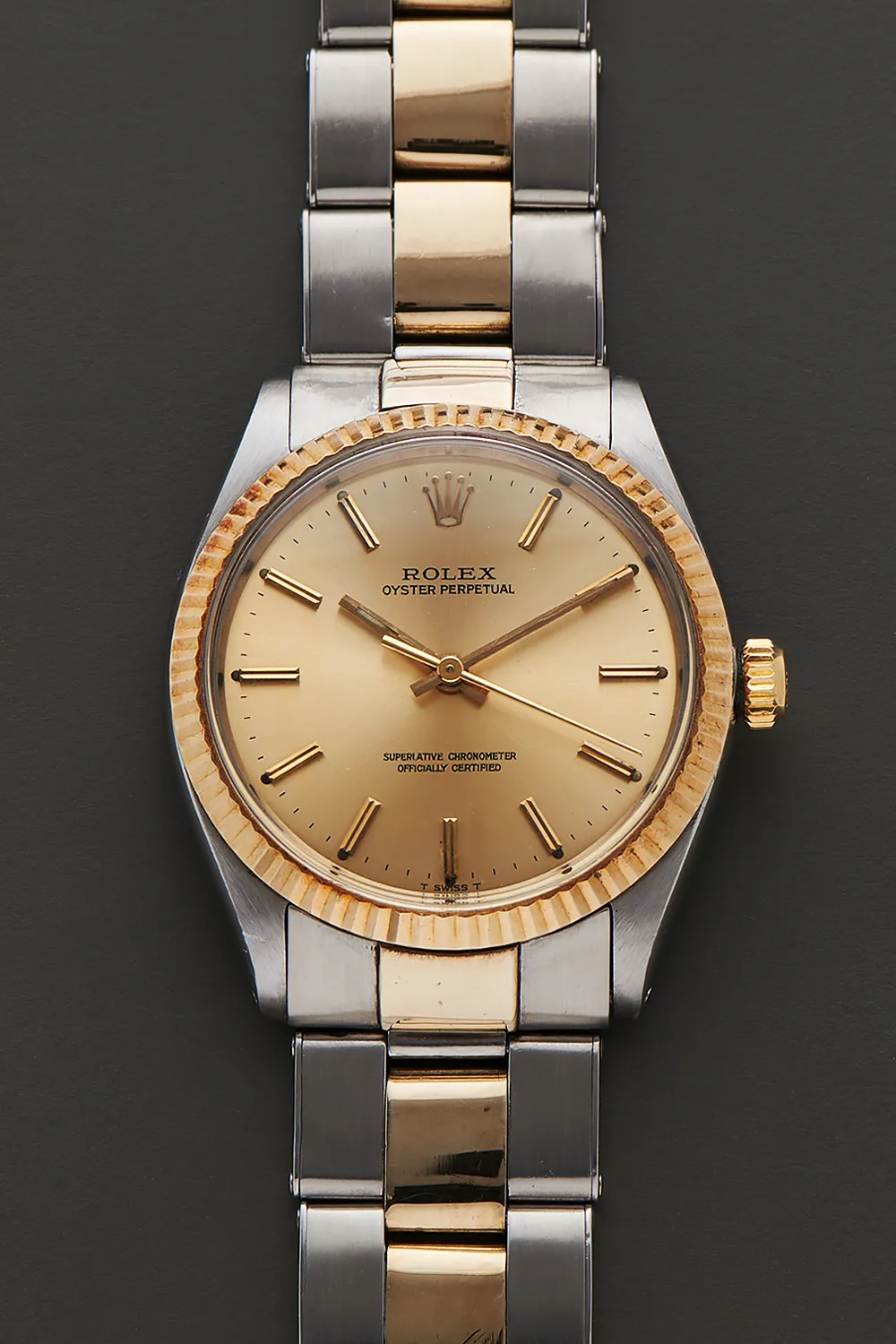 Rolex Oyster Perpetual 34mm Stainless steel and 18k yellow gold Champagne