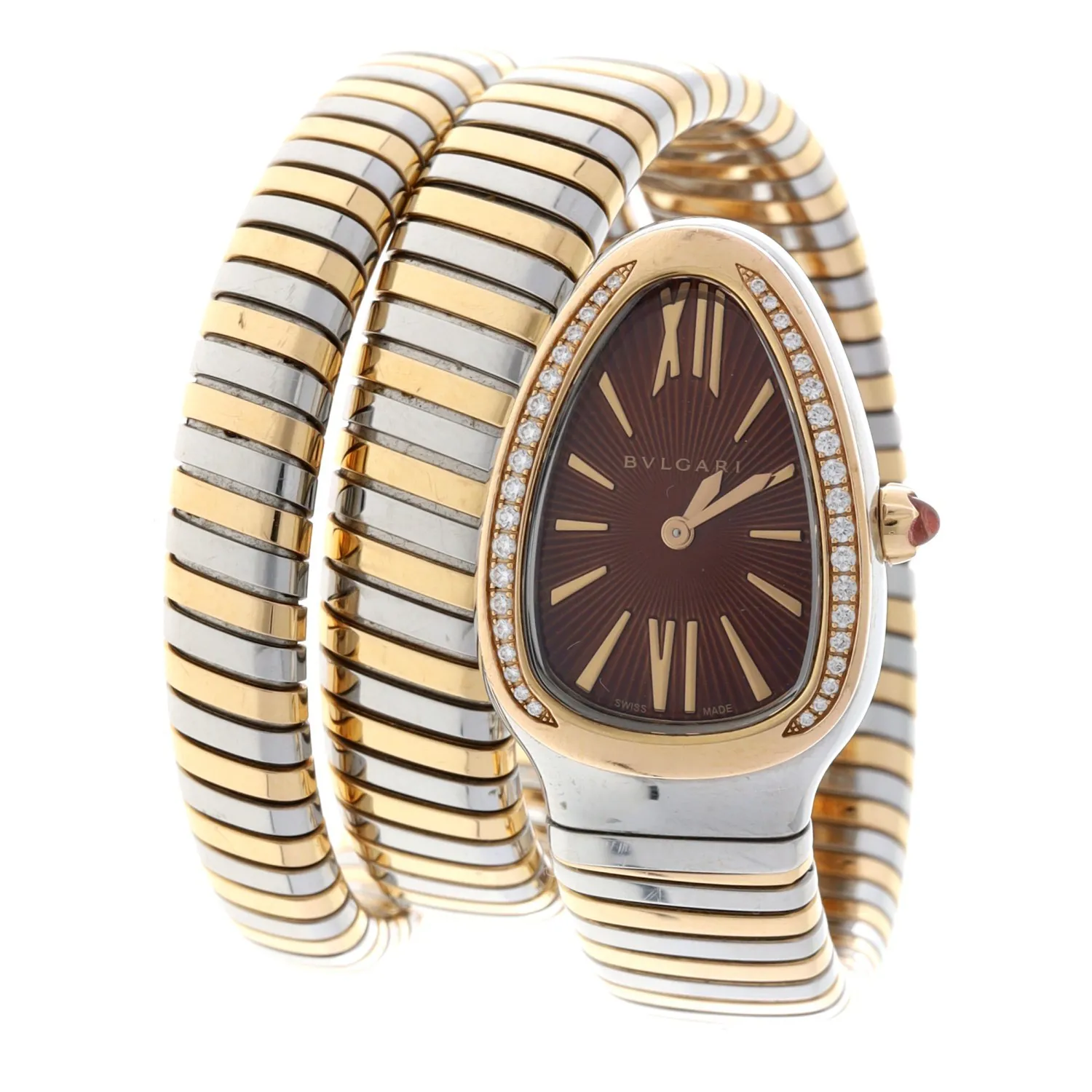 Bulgari Serpenti SP35SPG 34mm Rose gold and Stainless steel Brown