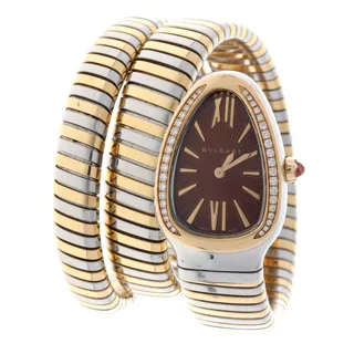 Bulgari Serpenti SP35SPG Rose gold and Stainless steel Brown