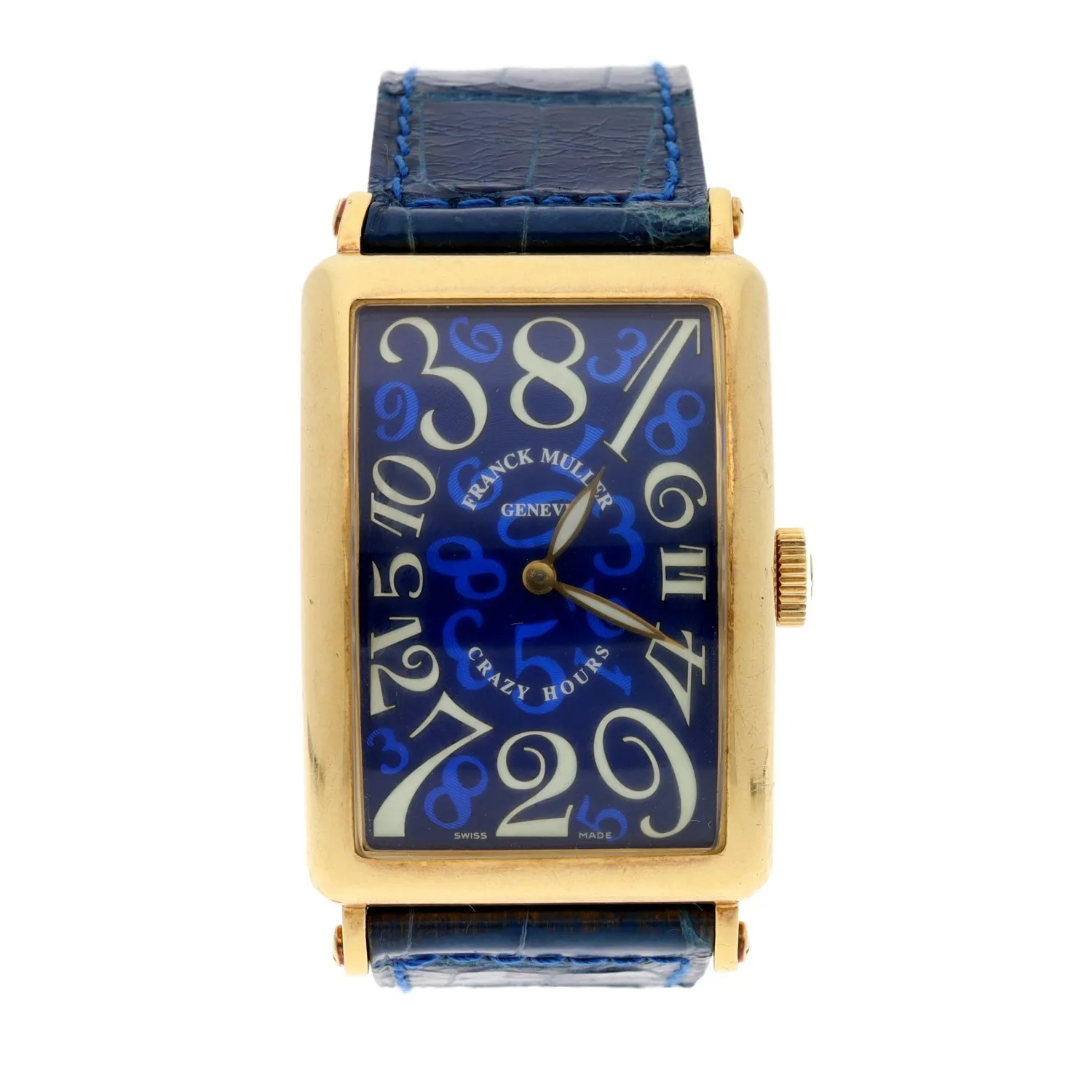 Franck Muller Crazy Hours 1200 CH 33mm 18k yellow gold Blue