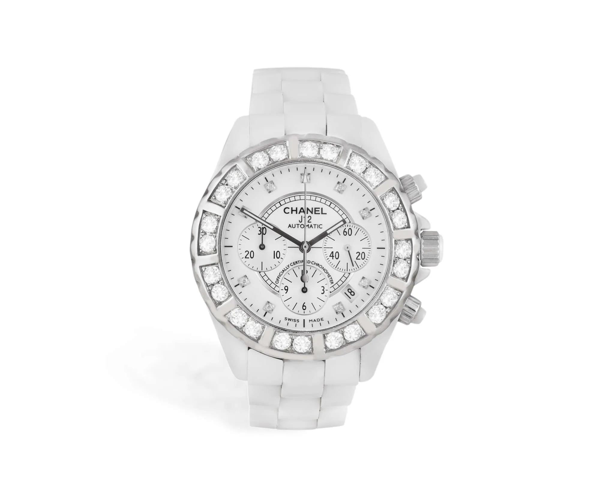 Chanel J12 40mm Ceramic and Stainless steel and Diamond White