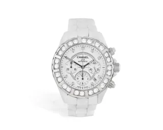 Chanel J12 Ceramic and Stainless steel and Diamond White