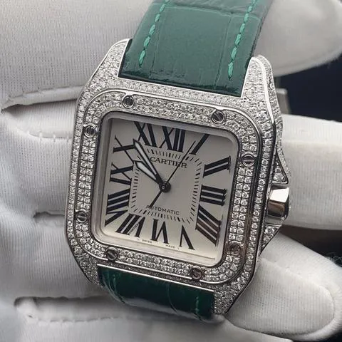 Cartier Santos 100 2878 33mm Stainless steel Mother-of-pearl