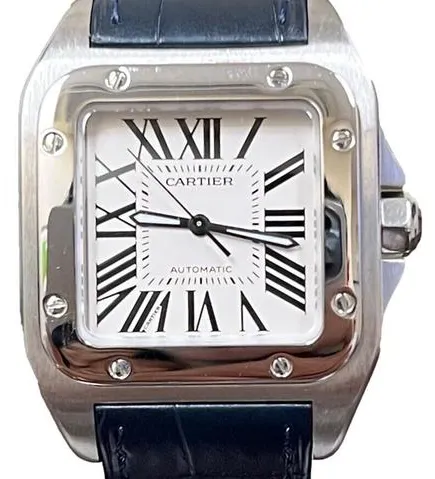 Cartier Santos 100 2878 33mm Stainless steel White