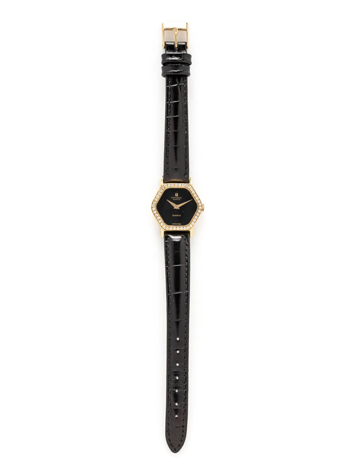 Universal Genève 12164 23mm Diamond and 18k yellow gold Black