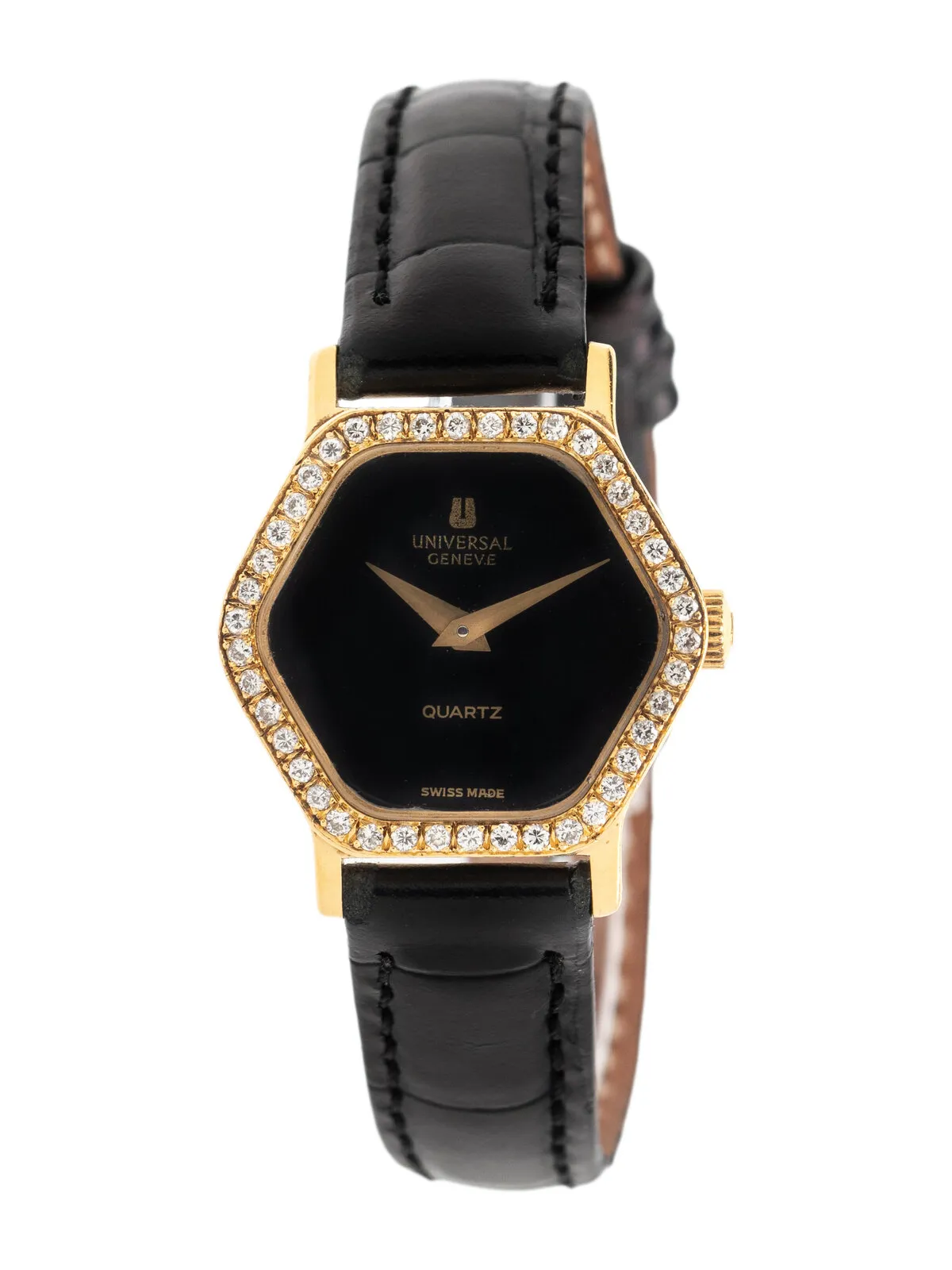 Universal Genève 12164 23mm Diamond and 18k yellow gold Black 1