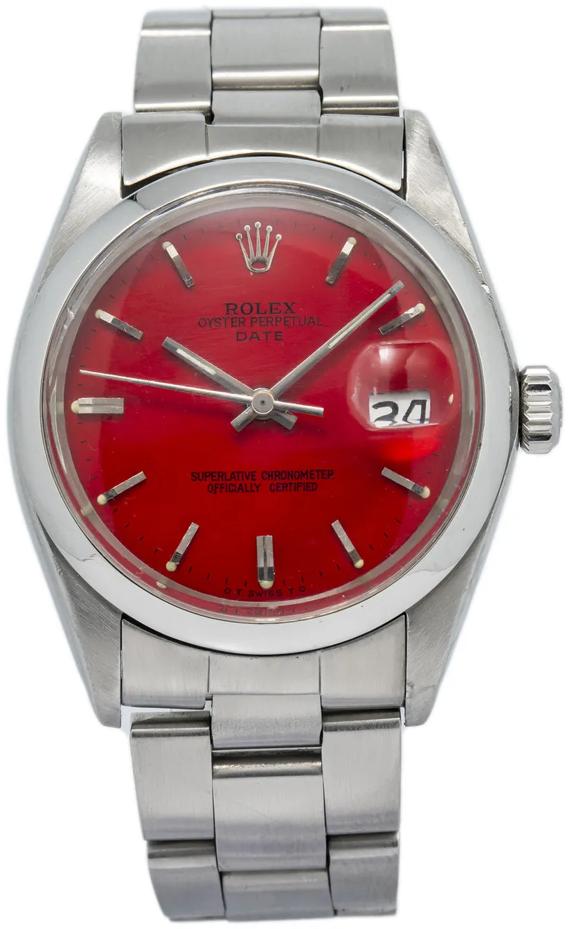 Rolex Oyster Perpetual Date 1505 34mm Stainless steel Red