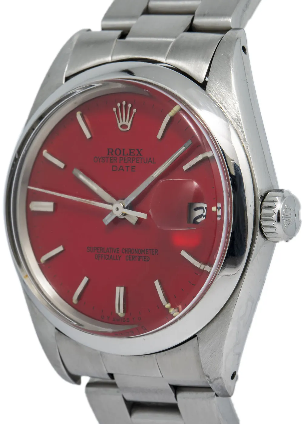 Rolex Oyster Perpetual Date 1505 34mm Stainless steel Red 2