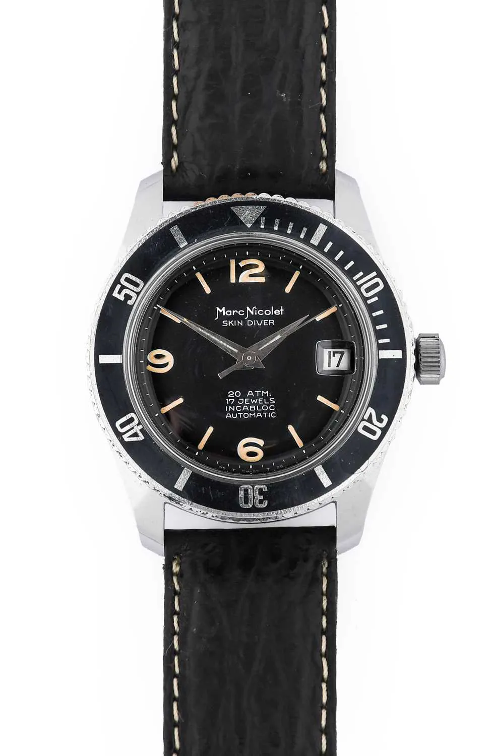 Marc Nicolet Skin Diver 38mm Chrome Black