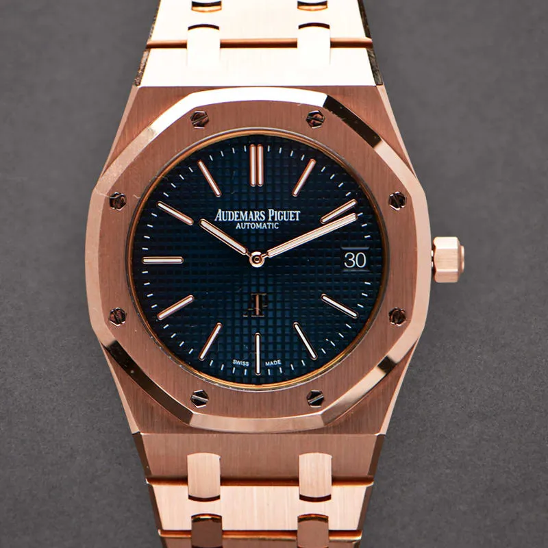 Audemars Piguet Royal Oak 15202OR.OO.1240OR.01 39mm Rose gold Blue