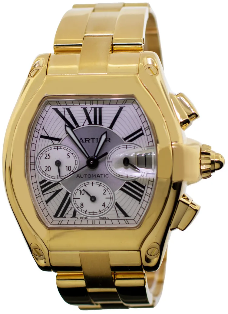 Cartier Roadster 2619 43mm Yellow gold and 18k yellow gold Silver Roman Dial 2