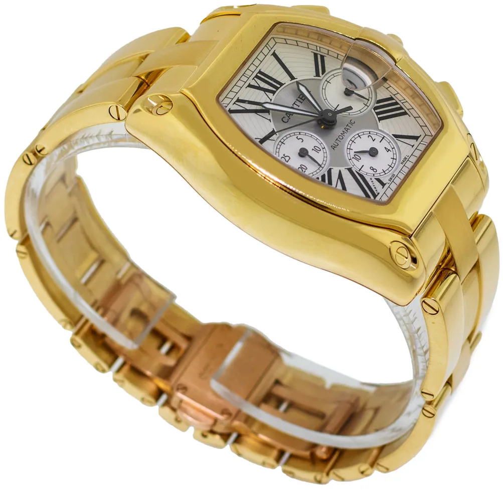 Cartier Roadster 2619 43mm Yellow gold and 18k yellow gold Silver Roman Dial 5