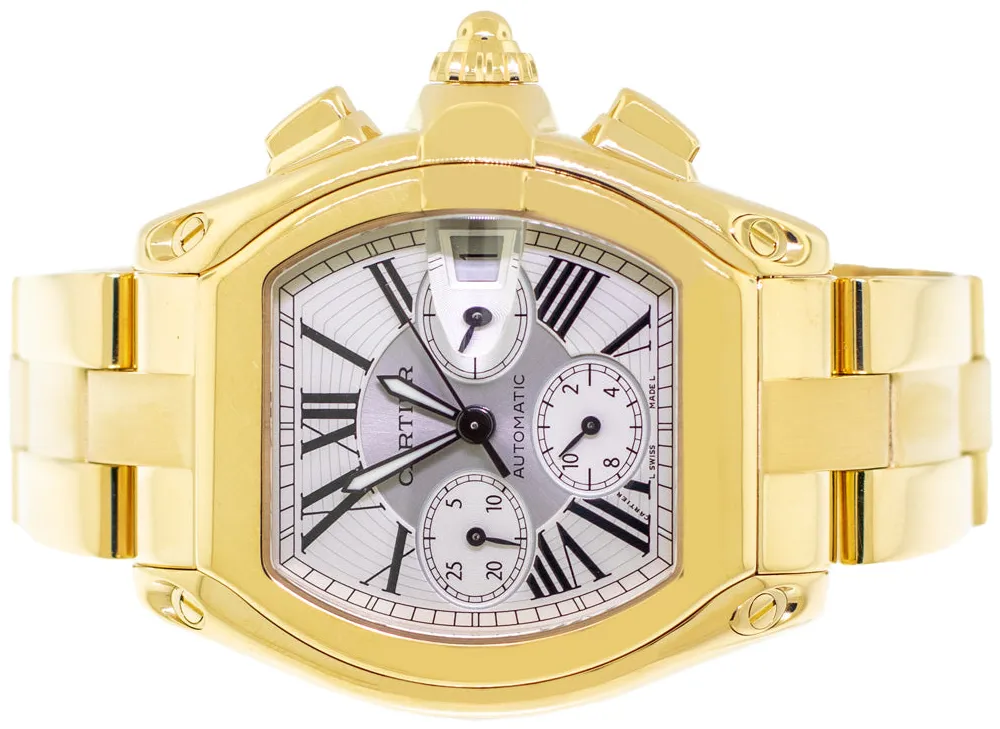 Cartier Roadster 2619 43mm Yellow gold and 18k yellow gold Silver Roman Dial 6