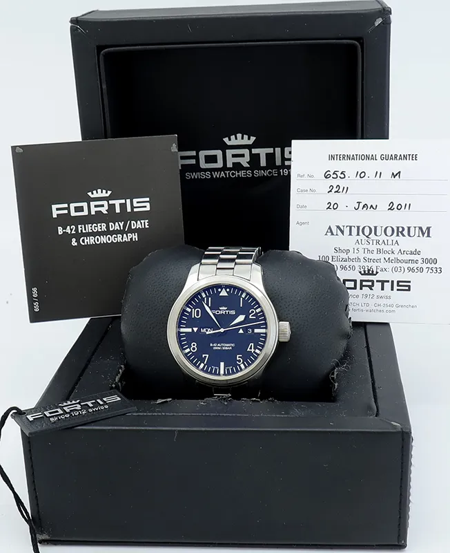 Fortis B-42 Flieger 655.10.11 42mm Stainless steel Black 5