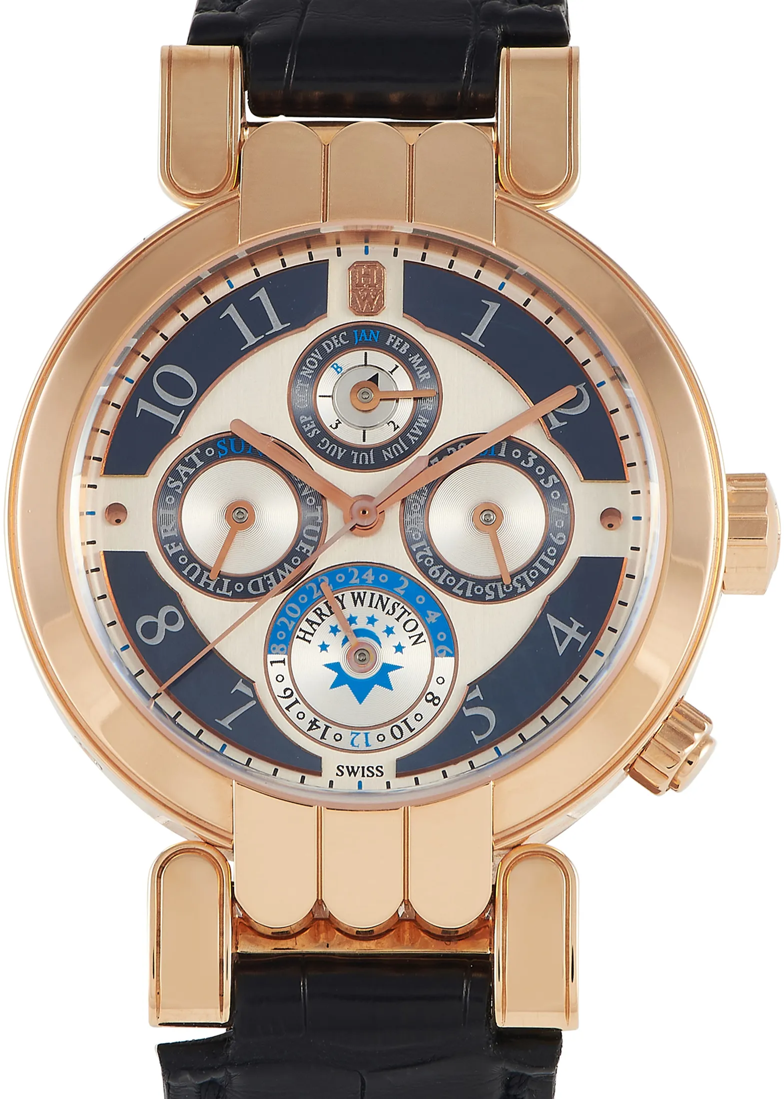 Harry Winston Perpetual Calendar 200-MAWPC38 38mm Rose gold and 18k rose gold Silver