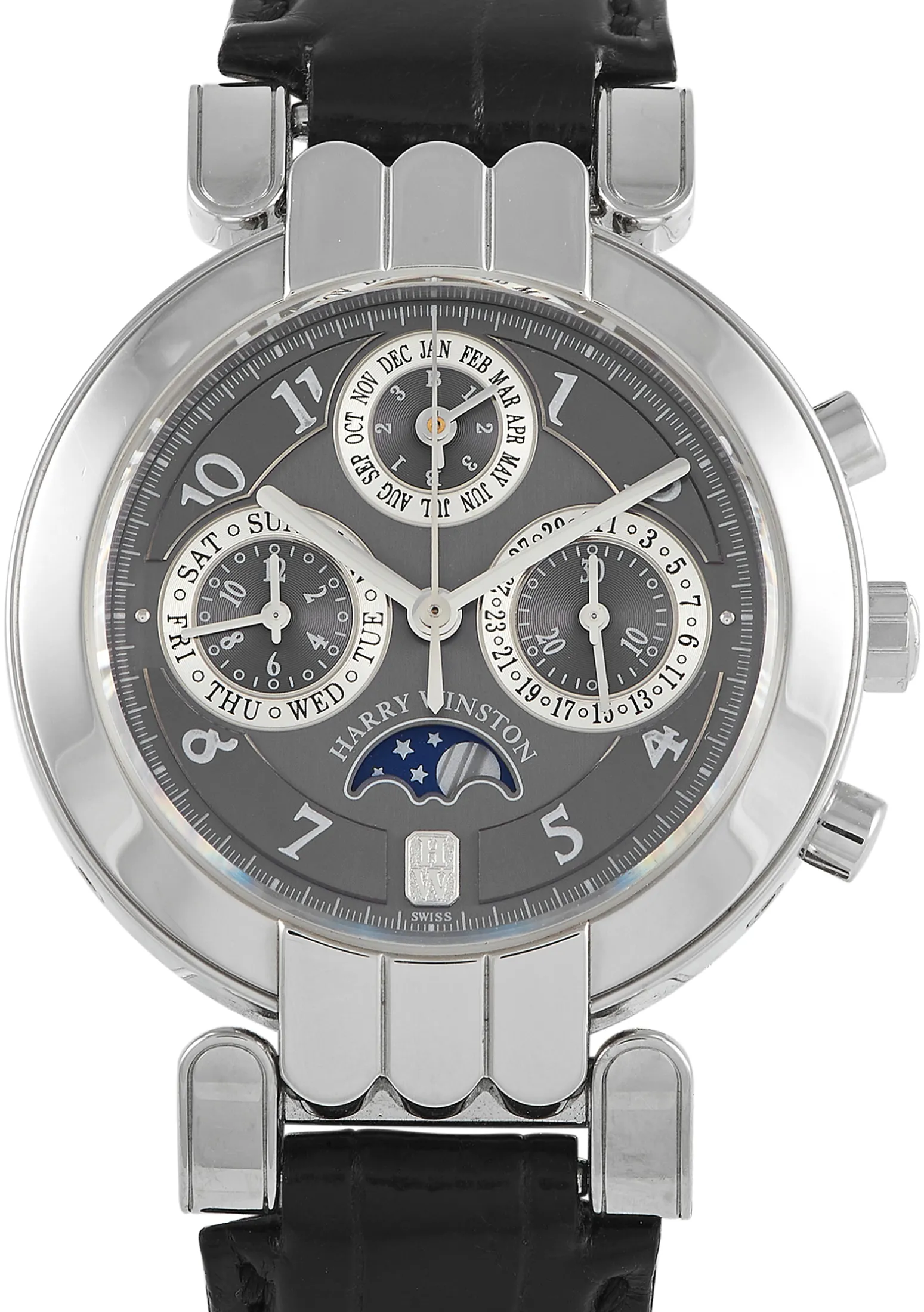 Harry Winston Perpetual Calendar 200-MCAPC38P 38mm Platinum Gray