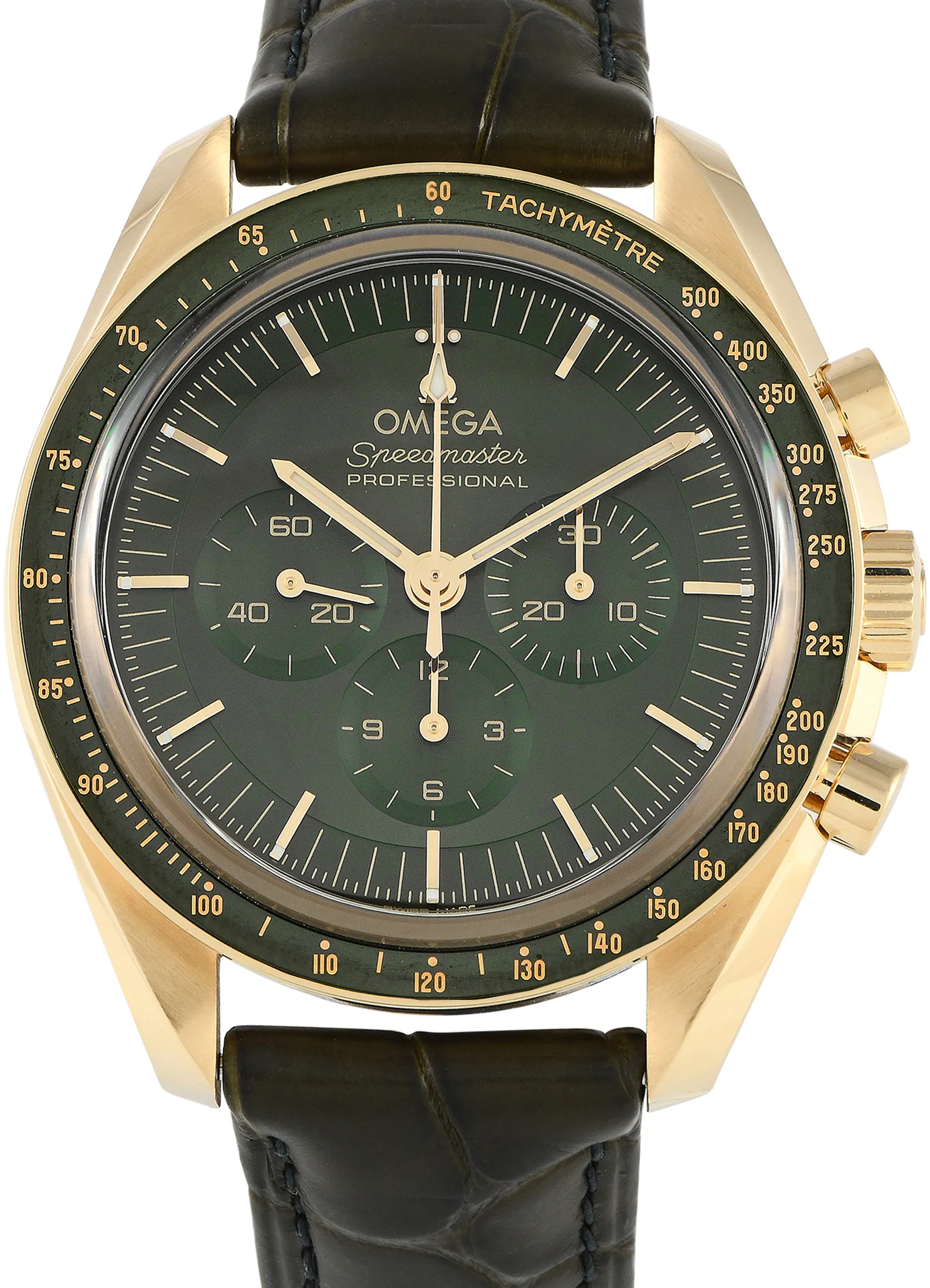 Omega Speedmaster Moonwatch 310.63.42.50.10.001 42mm Yellow gold and 18k yellow gold Green