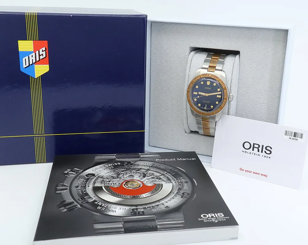 Oris Divers Sixty Five 01 733 7707 4355-07 8 20 17 40mm Bronze and Stainless steel Blue 6