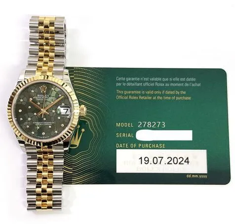 Rolex Datejust 31 278273 31mm Yellow gold and Stainless steel Green