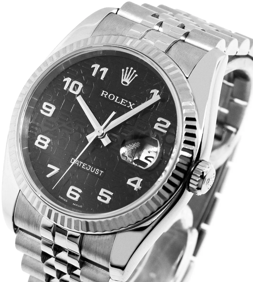 Rolex Datejust 36 116234 36mm White gold and Stainless steel and 18k white gold Black Jubilee Arabic